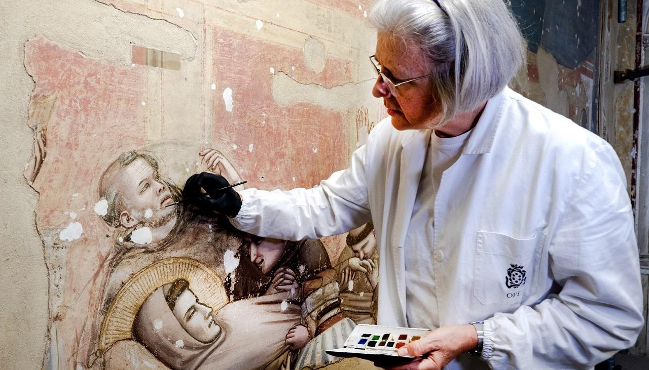 
	Un momento della ripulitura dell&rsquo;opera di Giotto


