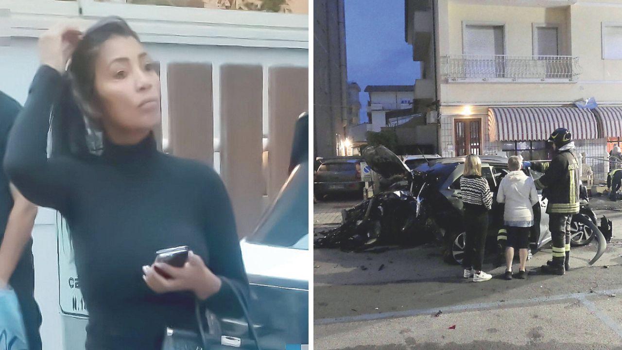 
	Katia Pereira Da Silva e l&rsquo;auto accartocciata dopo l&rsquo;impatto finale

