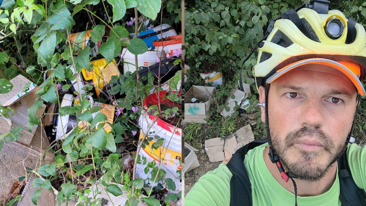 Al Cisternino di Livorno “passa” Mr Green e toglie barattoli di tinta e bombolette spray dalla vegetazione