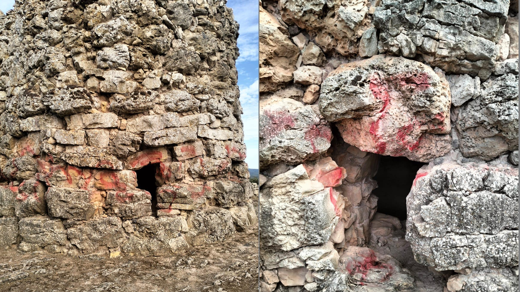 Il nuraghe Adoni imbrattato di vernice rossa, atto vandalico a Villanova Tulo