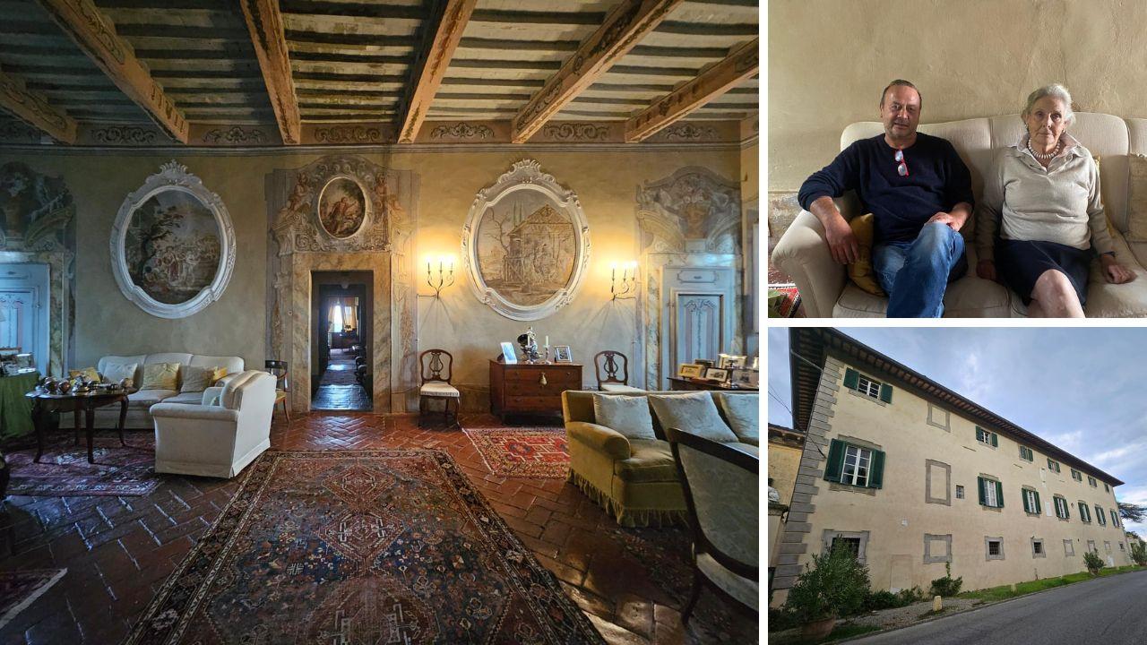 
	Cosimo Gherardi del Testa con Valeria, l'esterno della villa e il salone

