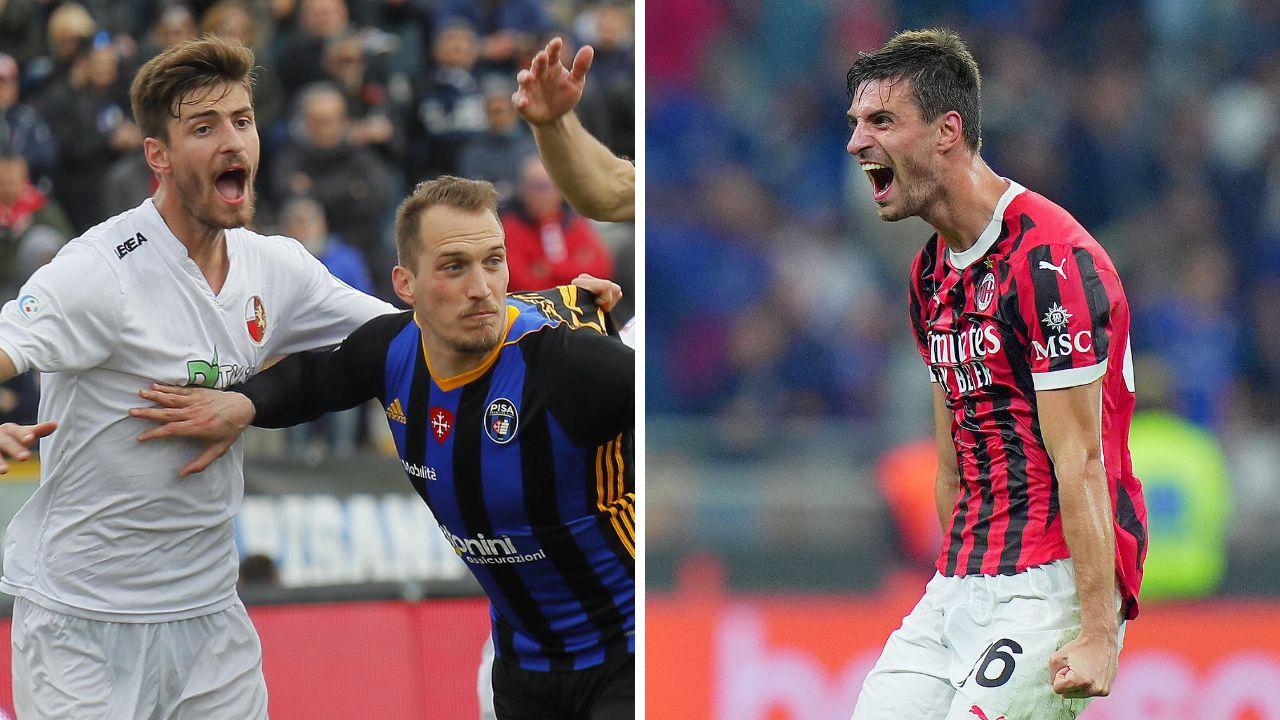 
	Gabbia in un'azione contro il Pisa (foto Muzzi) e dopo il gol all'Inter

