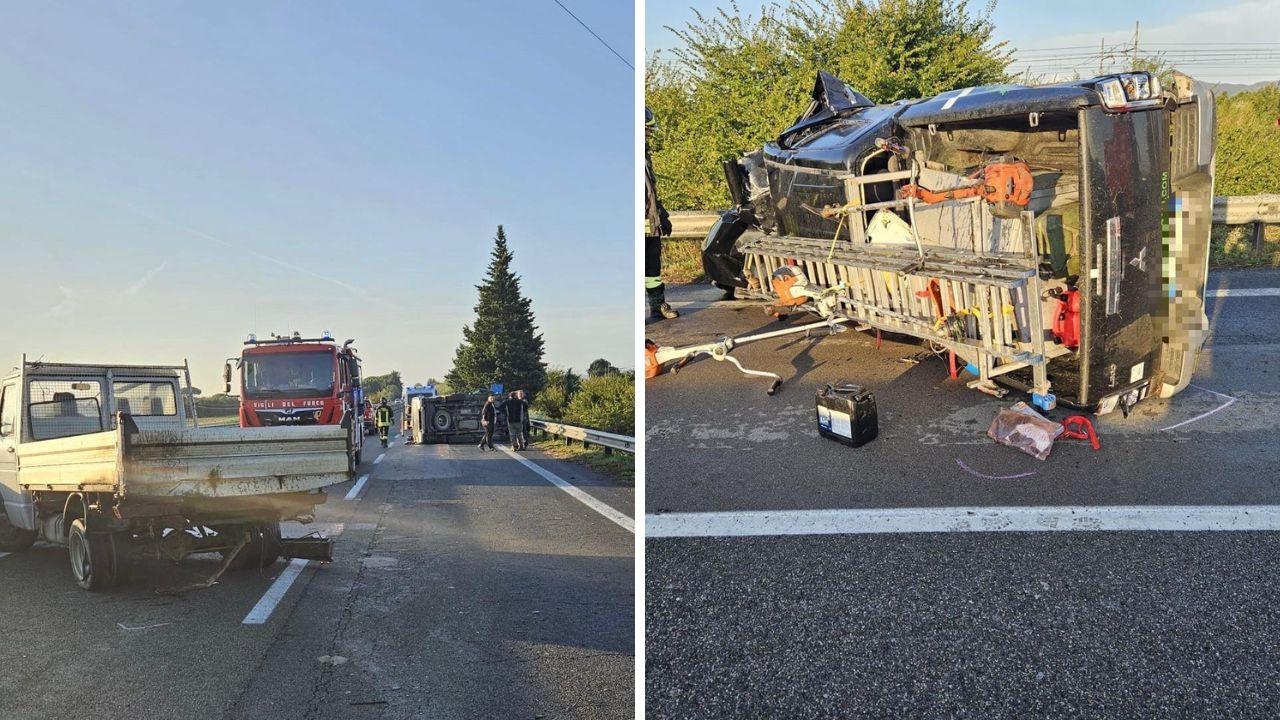 Grosseto, pickup si ribalta e travolge un furgone: tre feriti