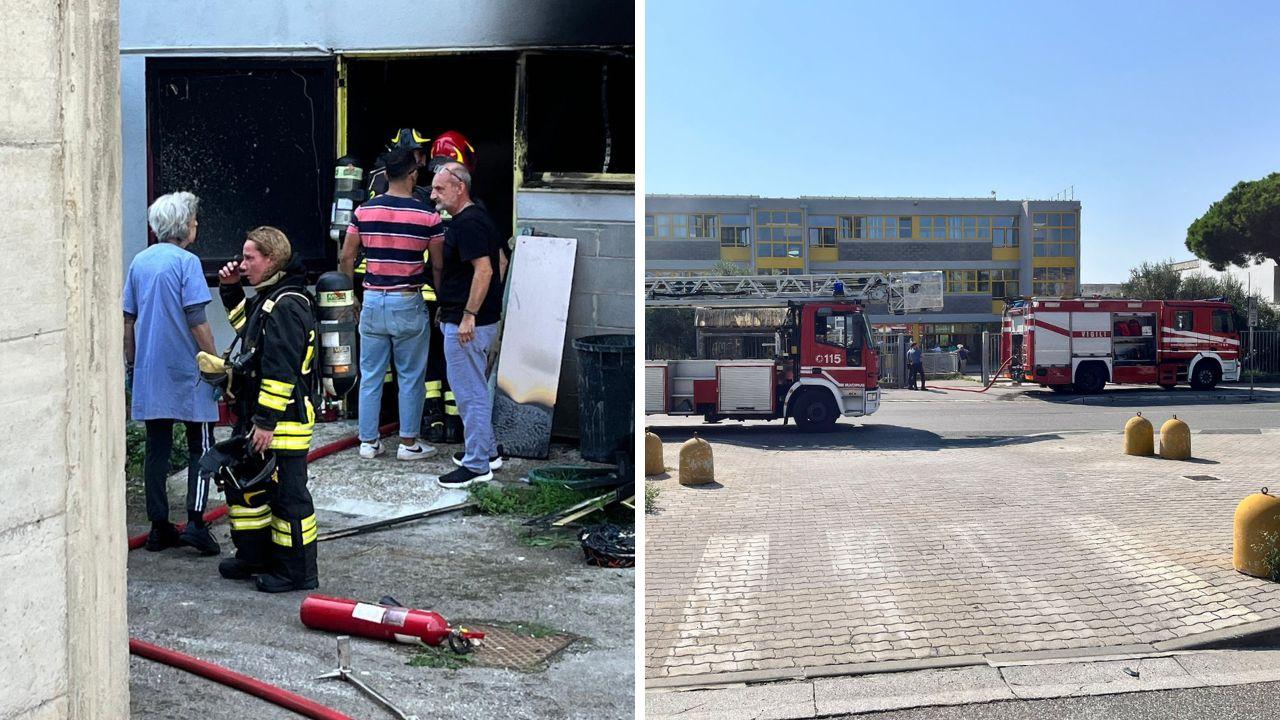 
	La scuola e il punto dove si &egrave; sviluppato l'incendio

