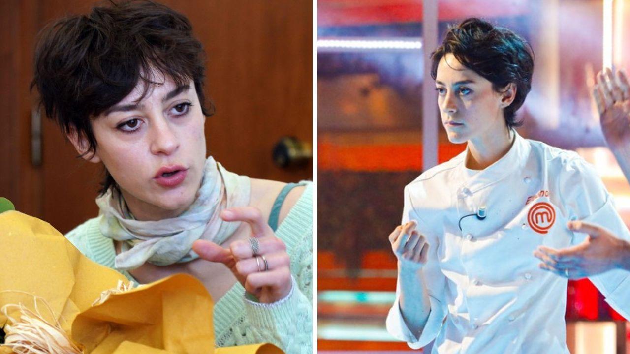 Eleonora Riso nella sede del Tirreno (foto Franco Silvi) e durante la finale di MasterChef