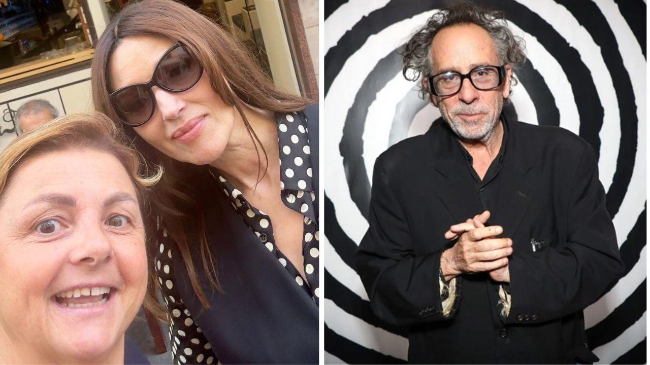 Monica Bellucci con Elisa Lombardi e a lato Tim Burton