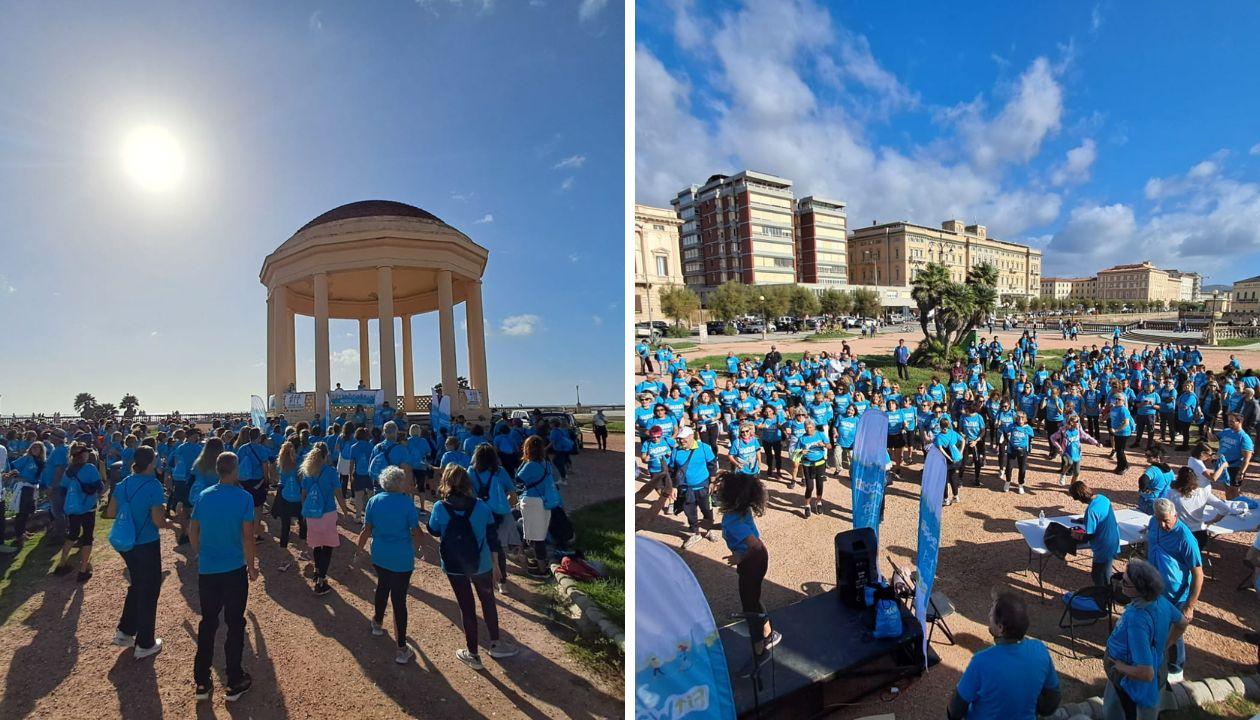 Livorno e la passeggiata benefica dei 200 in turchese in favore di Ail