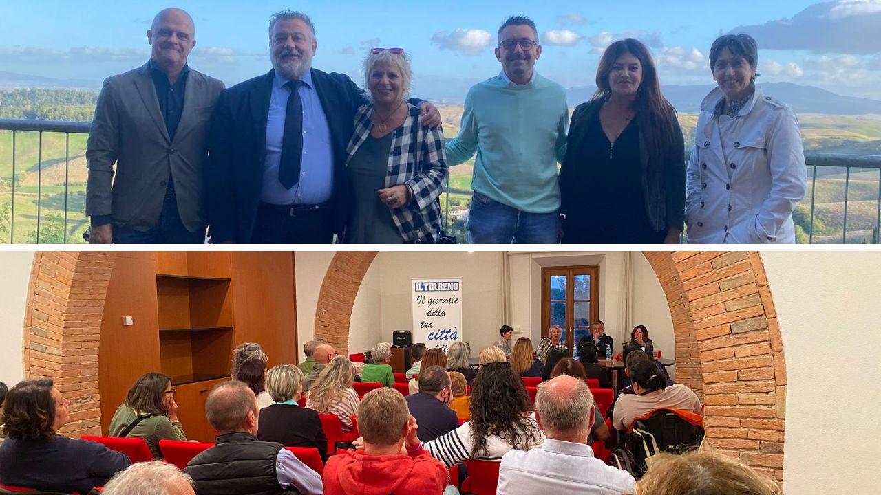 
	Daniela Morozzi e Giovanna Bellini (al centro) col sindaco di Terricciola, Matteo Arcenni, e il direttore de Il Tirreno Cristiano Marcacci, insieme all'assessore Adriano Carloni e alla consigliera Agnese Buti

