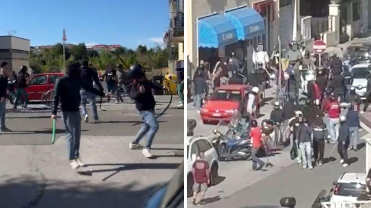 Due immagini tratte dai video che mostrano gli scontri in Coteto