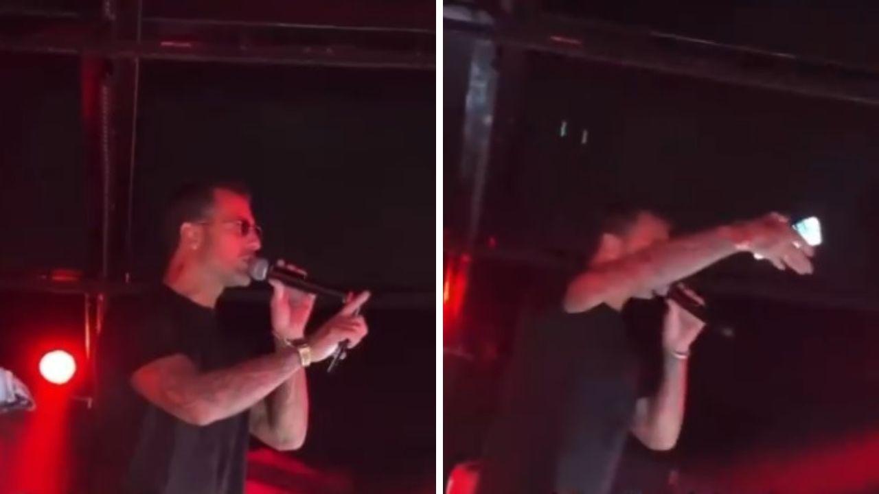 
	Fabrizio Corona risponde alla contestazione nel locale toscano&nbsp;

