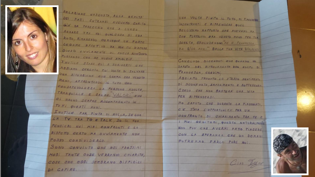 Igor Sollai scrive al fratello di Francesca Deidda: ecco la lettera integrale