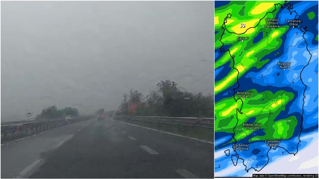Il ciclone sopra il Nord Sardegna: a Stintino 46mm di pioggia in poche ore