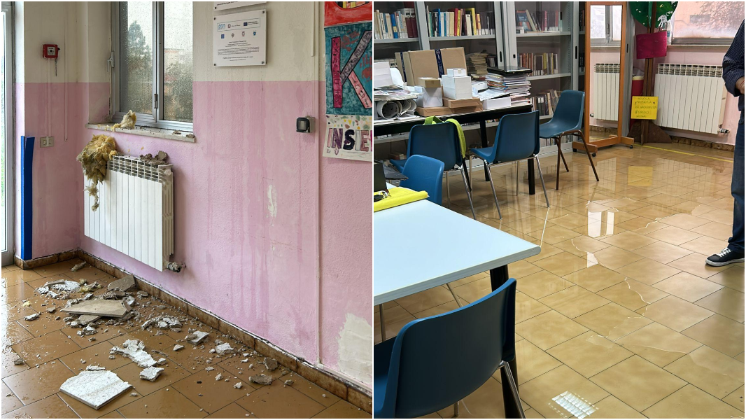 Crolli e allagamenti a Sassari: la scuola di via Rockefeller è inagibile