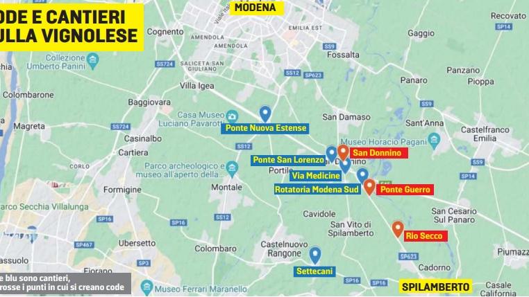 Modena, caos lungo via Vignolese: la mappa dei cantieri
