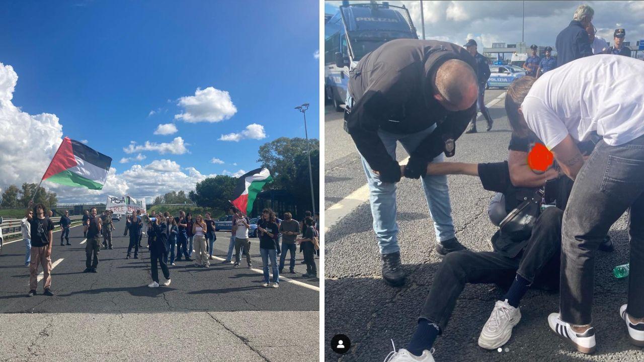 Pisa, attivisti pro-Palestina fermati e caricati al casello autostradale: «Negato il nostro diritto a manifestare»