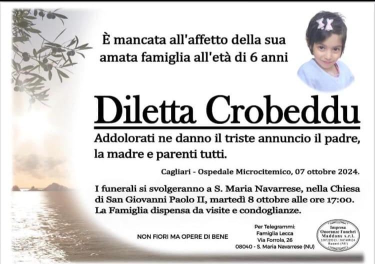 Baunei in lutto per la scomparsa della piccola Diletta Crobeddu