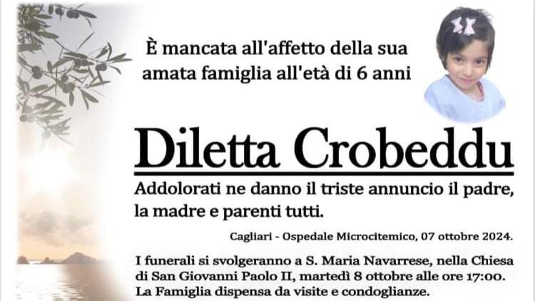 Baunei in lutto per la scomparsa della piccola Diletta Crobeddu
