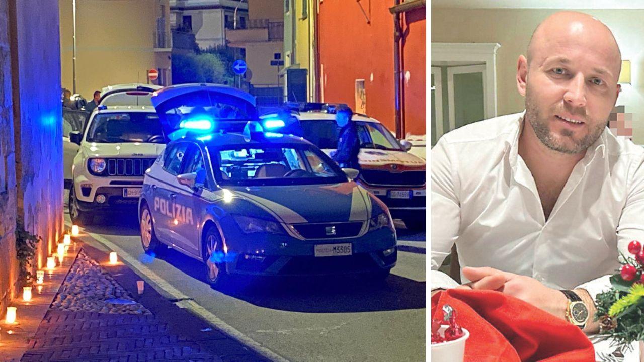 Le forze dell'ordine sul luogo dell'omicidio (foto Muzzi) e la vittima 