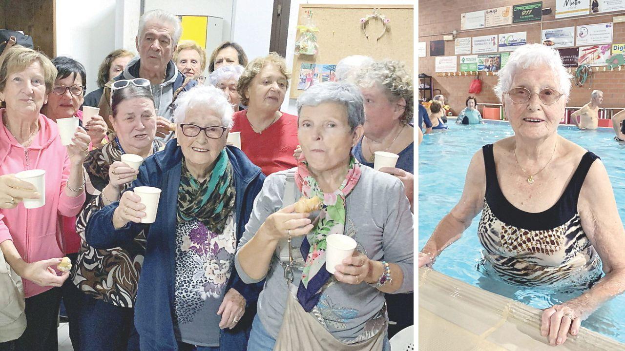 La festa di compleanno di Maura Pellegrini tra amiche e amici e la 97enne in acqua