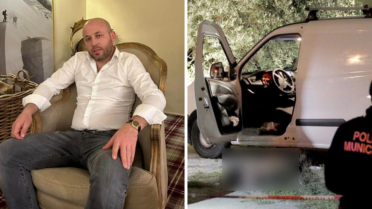 La vittima e il furgone su cui è stato ucciso