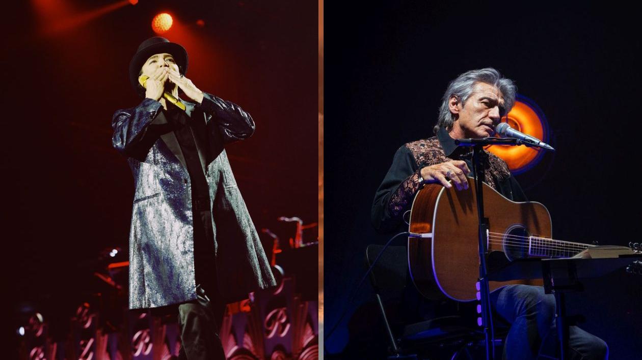 A sinistra Renato Zero (foto Simone Cecchetti); a destra Luciano Ligabue (foto Jarno Lotti)