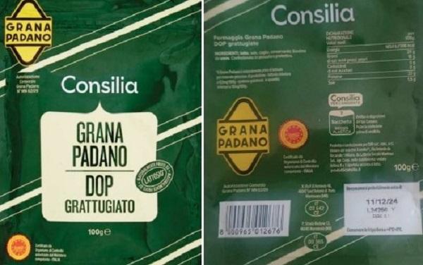 Richiamo di Grana Padano Dop grattugiato Consilia: «Possibili corpi estranei metallici»