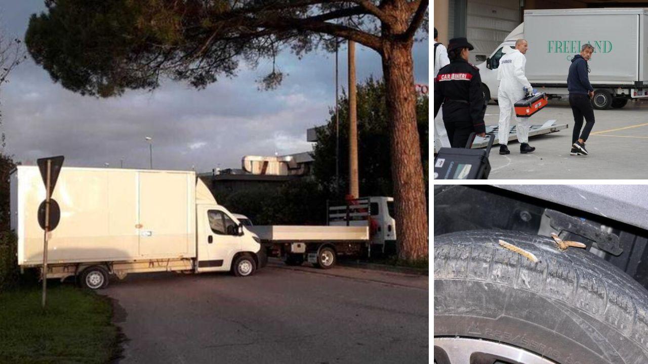 I furgoni a bloccare la strada, i chiodi per non essere inseguiti e le forze dell'ordine sul luogo del blitz dei ladri