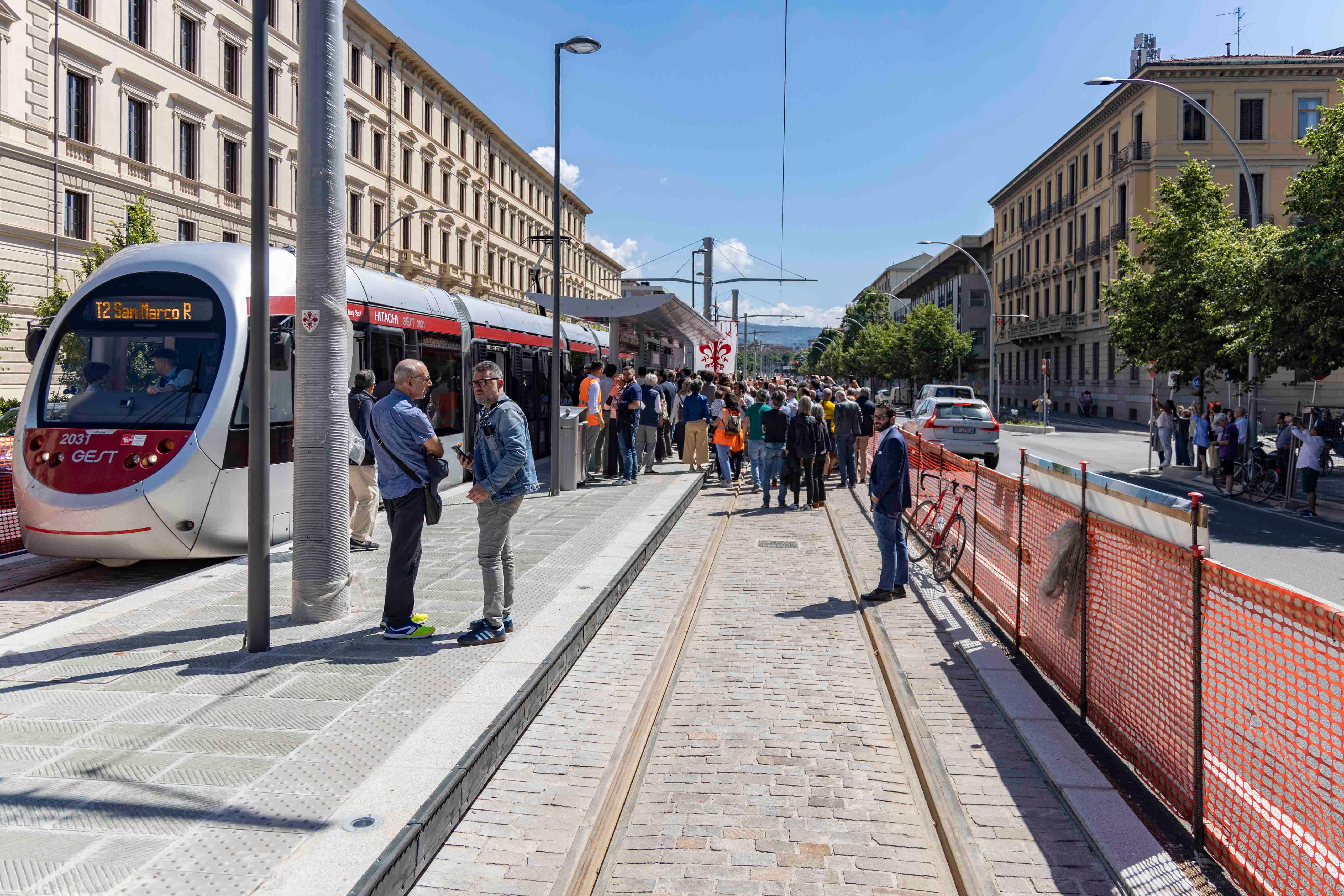 Un momento del collaudo della tramvia per San Marco effettuato ad aprile