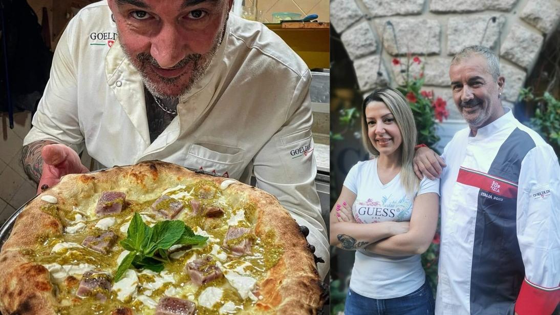 Il pizzaiolo Massimo Bosco e la sua socia Claudia Manconi