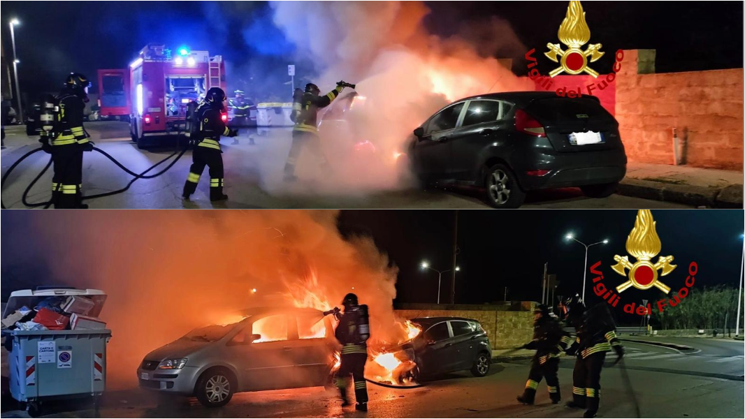 Notte di fuoco a Sassari, in fiamme tre auto a due ore di distanza