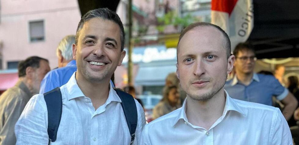 Il deputato Pd Marco Furfaro a destra col segretario provinciale Marco Biagioni