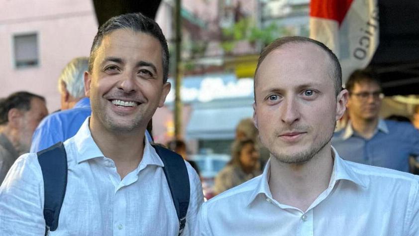 Il deputato Pd Marco Furfaro a destra col segretario provinciale Marco Biagioni