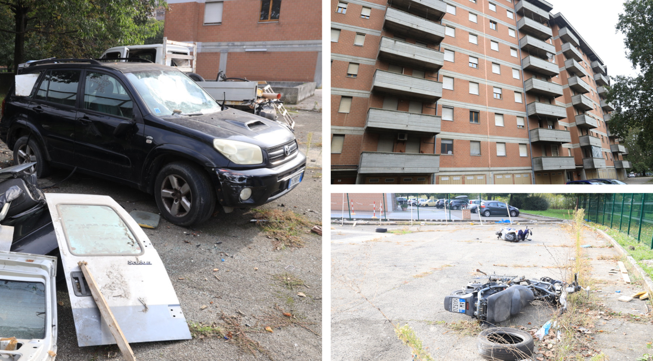 Modena, nel degrado di via Montefiorino spunta un'auto rubata a Bastiglia un anno e mezzo fa