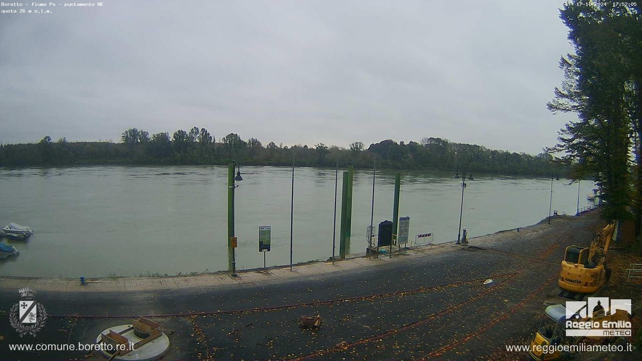 La situazione del Po al Lido di Boretto giovedì 17 ottobre (Foto dalla web cam di Reggio Emilia Meteo)