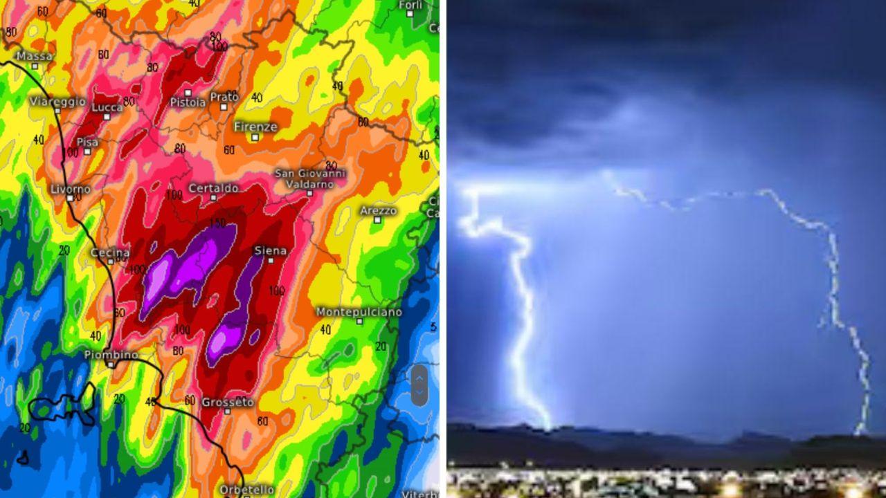 I cumulati di pioggia previsti nelle prossime ore in Toscana