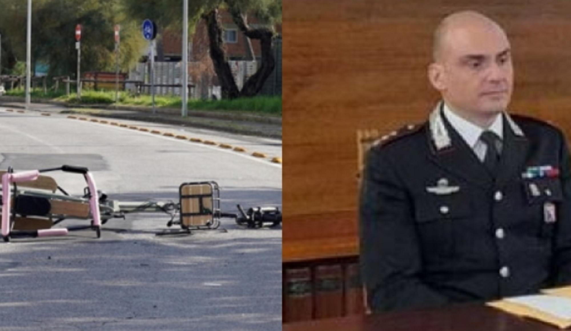 A sinistra un'immagine dell'incidente, a destra il tenente colonnello Rocco Taurasi