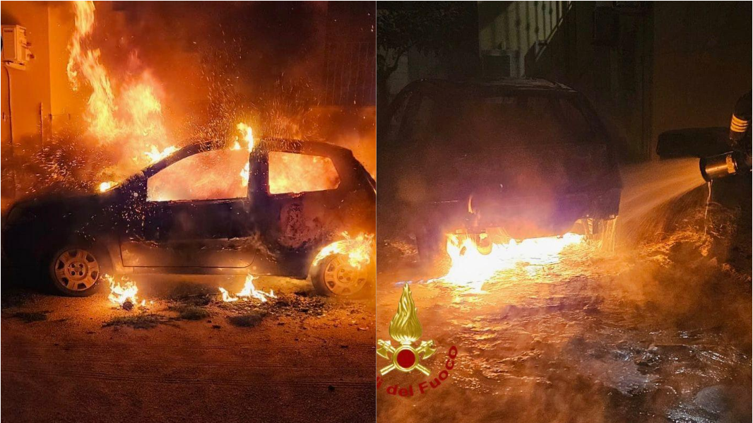 Olbia, a fuoco un’auto parcheggiata in un cortile privato