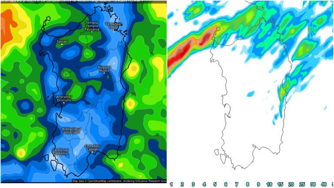 Temporali in arrivo sul Nord Sardegna: ecco la mappa delle previsioni per il 24 ottobre