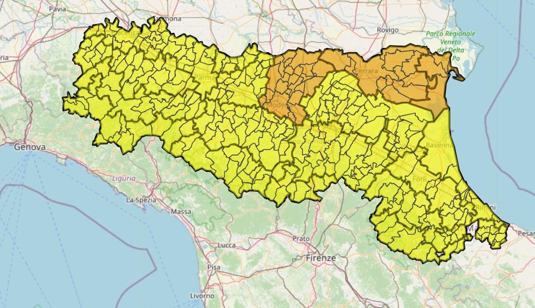 Maltempo, allerta arancione in provincia di Ferrara per il 24 ottobre