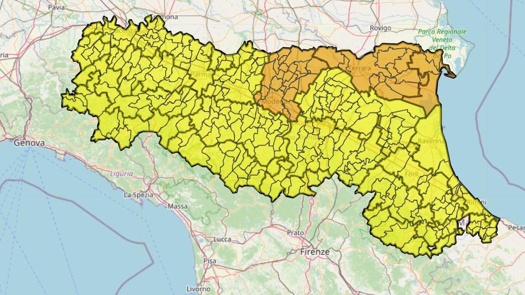 Maltempo, allerta arancione in provincia di Ferrara per il 24 ottobre