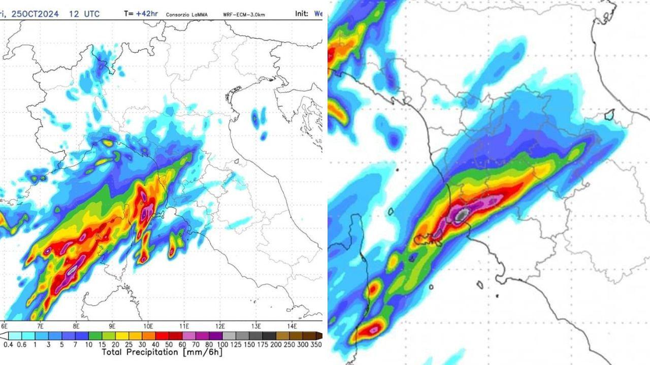 
	Le carte dei cumulati di pioggia previsti in questi due giorni

