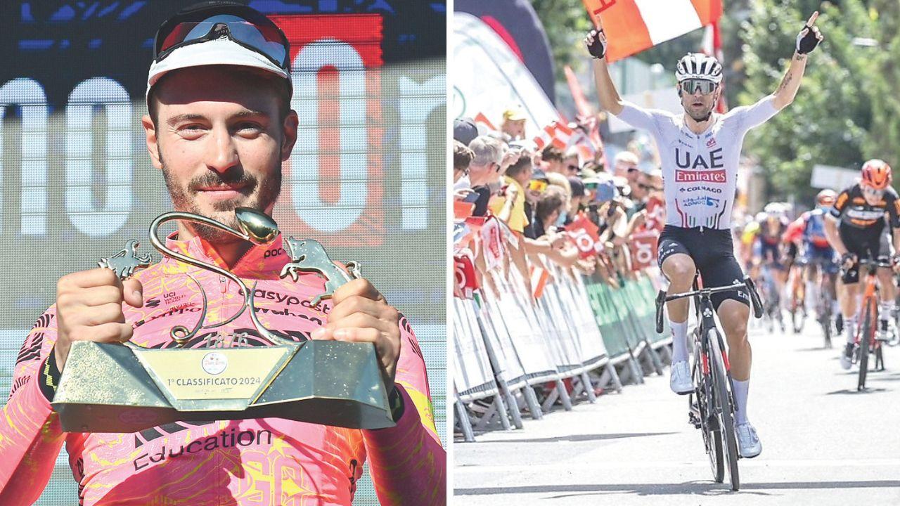Alberto Bettiol vincitore a marzo della Milano-Torino ma soprattutto dominatore del campionato italiano, Diego Ulissi esulta vincendo il Giro d’Austria