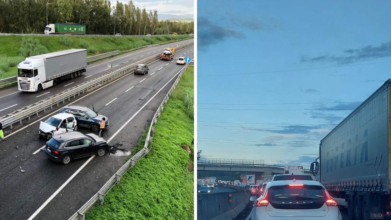 Incidente in Fi-Pi-Li, scontro tra tre auto all’altezza di S.Croce: mezzi rimossi ma coda lunghissima