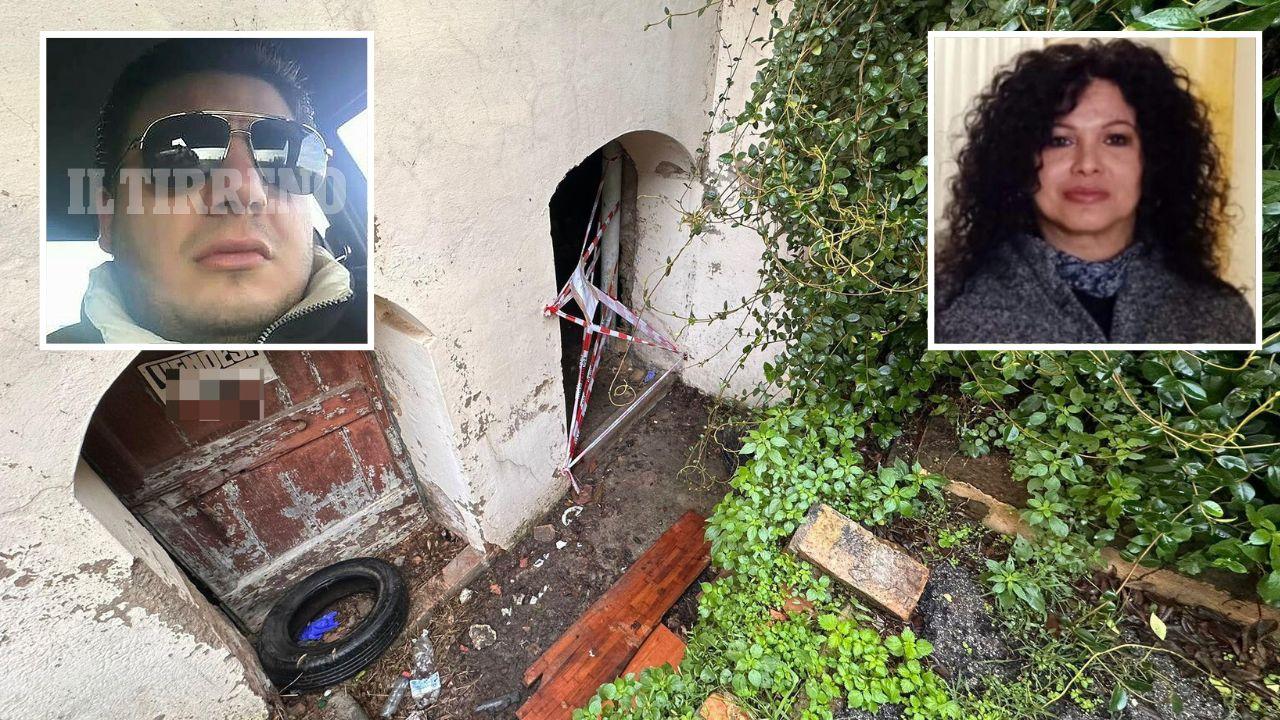 
	Kristian Emanuele Nannetti a sinistra, a destra Flavia Mello e sullo sfondo la cantina dove &egrave; stato ritrovato il corpo&nbsp;(foto Franco Silvi)

