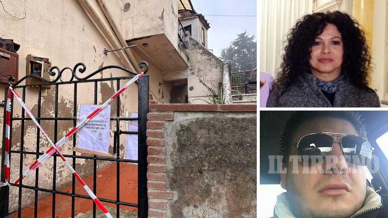 Il casolare di Sant'Ermo in cui è stato trovato il corpo, a destra Flavia Mello Agonigi e Kristian Emanuele Nannetti