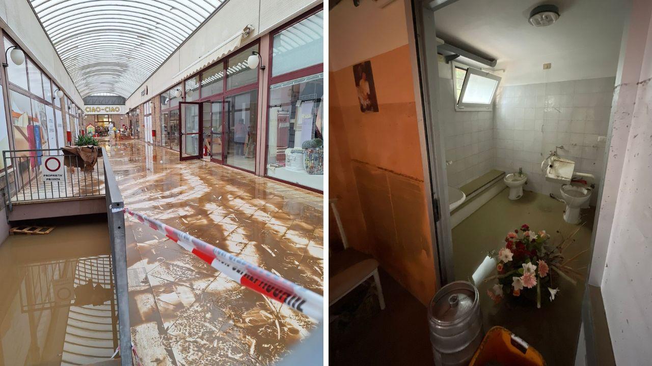 
	Il centro commerciale allagato a Cecina e i danni al ristorante da Pasquino a La Sterza

