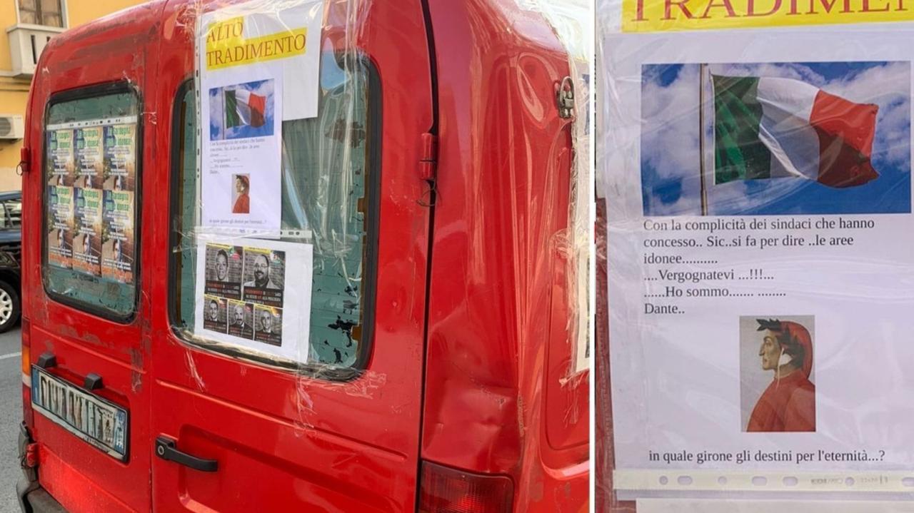 Rinnovabili, per le vie di Cagliari un furgone con le foto segnaletiche dei consiglieri e la scritta «alto tradimento»