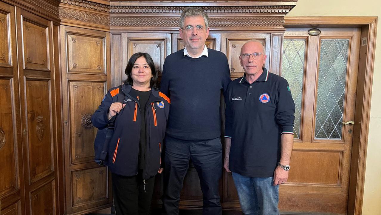 Il vicesindaco Simone Faggi con Pamela Bacciotti e Sergio Brachi