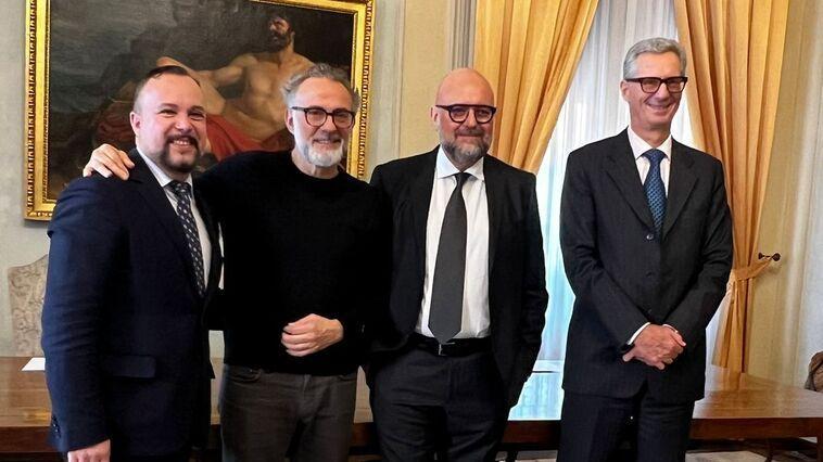 La presentazione dell'evento con chef Bottura e il sindaco di Modena Mezzetti