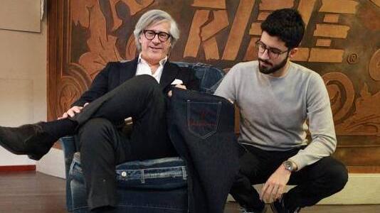 Sandro e Giulio Fratini durante una campagna promozionale di jeans